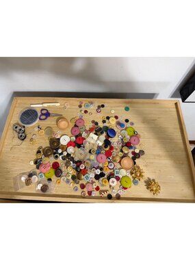 Vintage  Assorted Sewing Buttons & Accessories